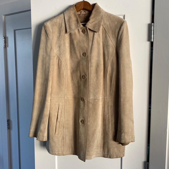 Bernardo suede leather jacket tan size M. - Picture 1 of 6
